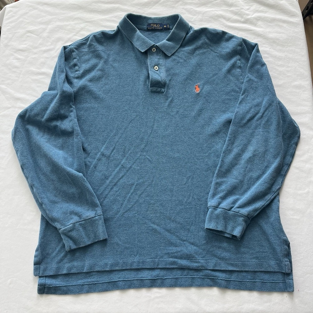 Polo Ralph Lauren Rugby Shirt Size XL Blue Long Sleeve Preppy